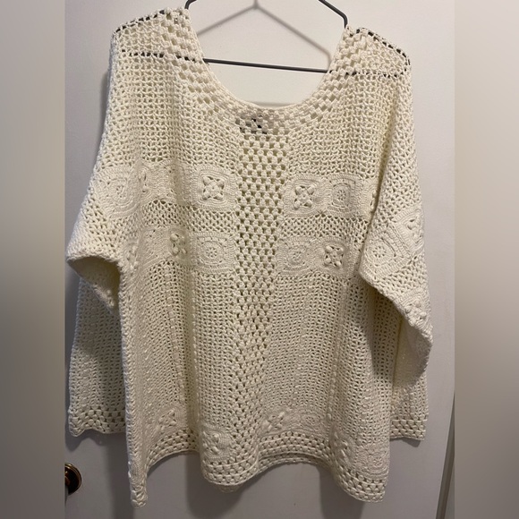 KrissXkross label crotchet sweater in white. Doily sweater lg-xl - Picture 10 of 10